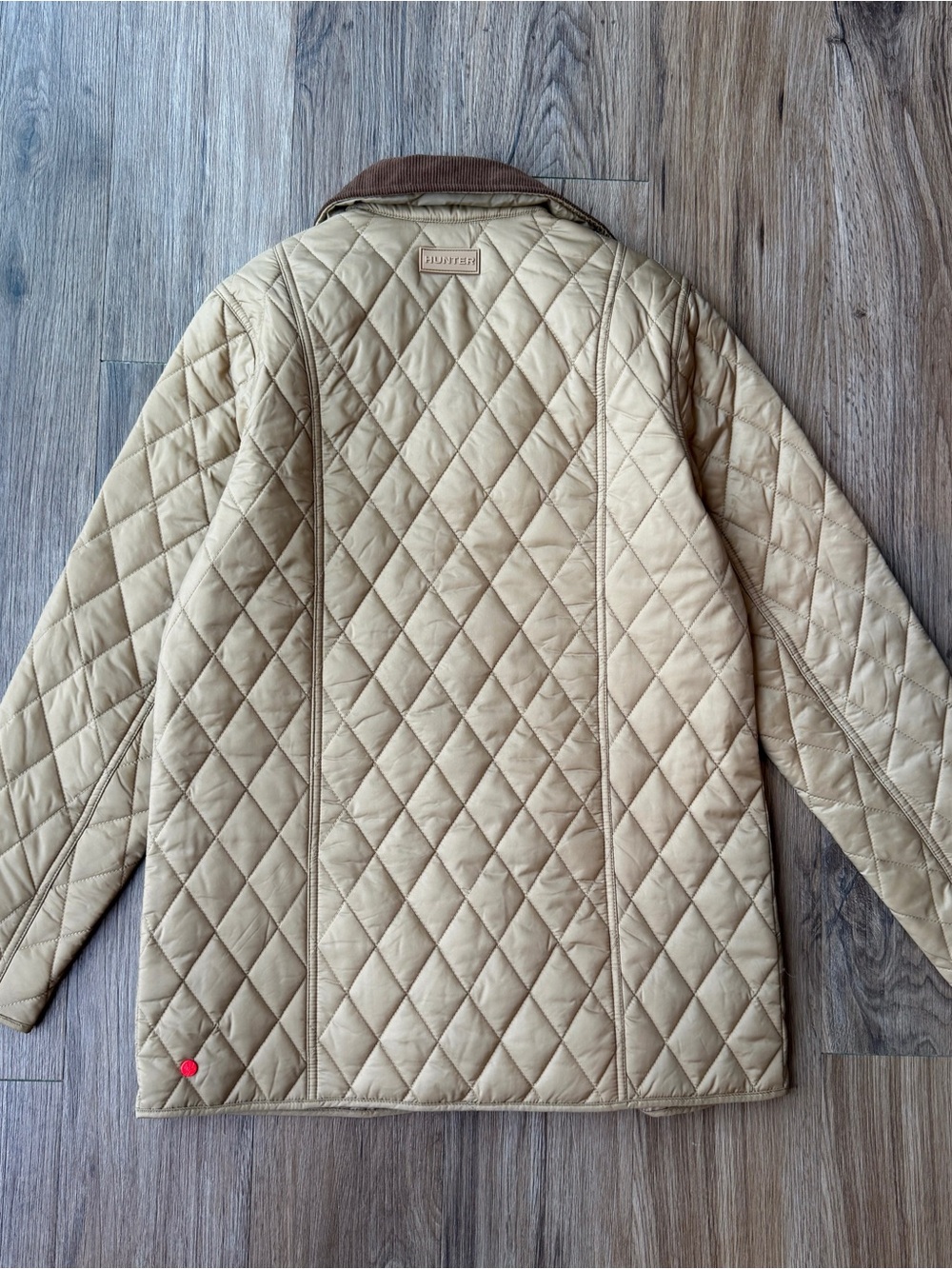 Hunter Quilted Beige Barn Jacket with Brown Corduroy Collar British Coat Brown - Picture 9 of 11